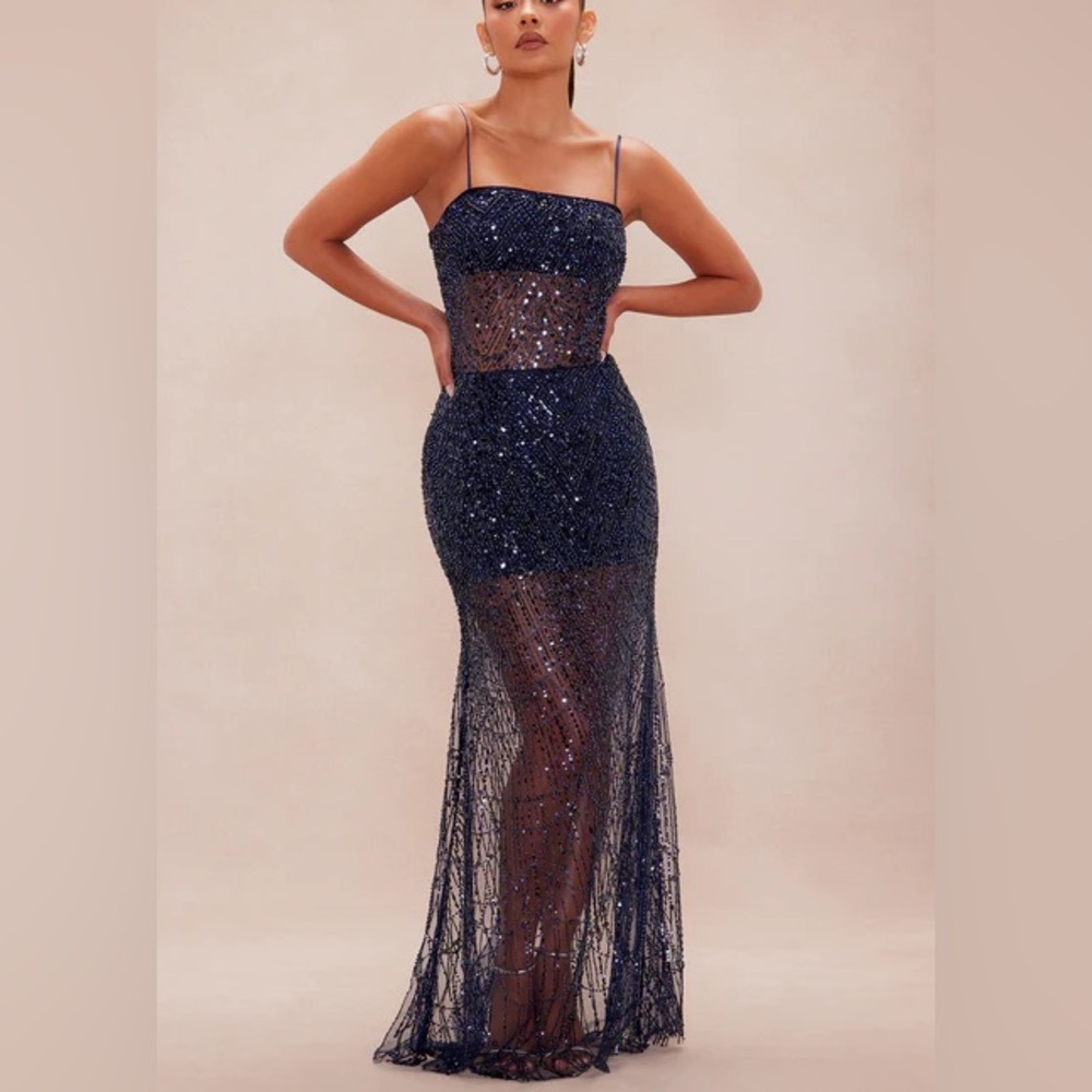 Fashion Nova Midnight Sparkle Midi Dress